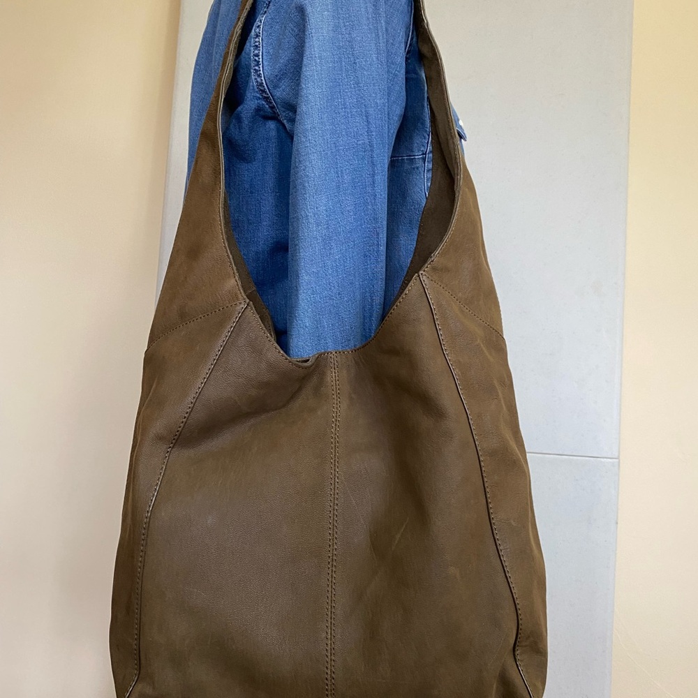 Lucky Brand Olive Green Leather Hobo Bag